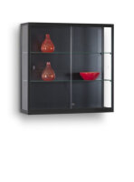 Wandvitrine 100 cm breit aus Glas und Alu Schwarz