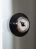 Vitrine 80 cm breit aus Glas und Alu Schwarz mit LED Beleuchtung oben Glasvitrine schwarz 80 x 40 cm Ausstellungsvitrine mit Beleuchtung abschließbar