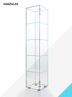 Ganzglasvitrine 60 cm breit staubdichte Design-Glasvitrine Schmale Staubdichte Ganzglas Vitrine 60 x 60 cm im puren transparenten Glas-Design UV-verklebt Glas-auf-Glas