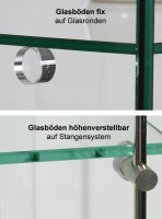 Ganzglasvitrine 100 cm breit staubdichte Design-Glasvitrine Staubdichte breite Ganzglas Vitrine 100 x 40 cm im puren transparenten Glas-Design UV-verklebt Glas-auf-Glas