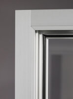 Staubdichte Vitrine 100 cm breit aus Glas und Alu Silber mit LED Beleuchtung Glasvitrine 100 x 40 cm staubgeschützt freistehende Vitrine grau Ausstellungsvitrine mit Beleuchtung abschließbar