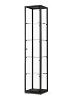 Vitrine 50 cm breit aus Glas und Alu Schwarz mit LED Beleuchtung seitlich Glasvitrine 50 x 50 cm Schwarz beleuchtet Säulenvitrine Präsentationsvitrine abschließbar