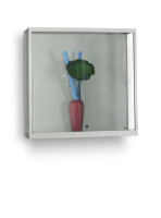 Wandvitrine 100 cm breit mit Beleuchtung seitlich aus Glas und Alu Schwarz Hängevitrine schwarz Vitrine zum Aufhängen an die Wand mit Beleuchtung und abschließbaren Schiebetüren