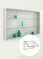 Brandschutz Wandvitrine 100 cm breit Schaukasten aus Glas alu silber Hängevitrine mit Tür zum Aufklappen Vitrine nach Brandschutzklasse A