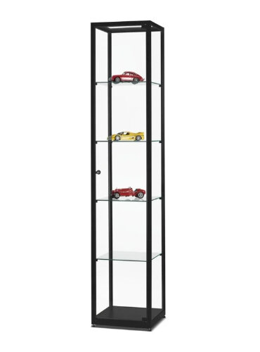 Standvitrine 40 cm breit aus Glas und Alu Schwarz