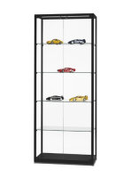 Standvitrine 80 cm breit aus Glas und Alu Schwarz